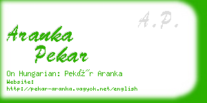 aranka pekar business card